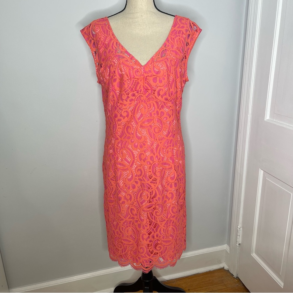 Lilly Pulitzer Coral Pink Lace Midi Dress